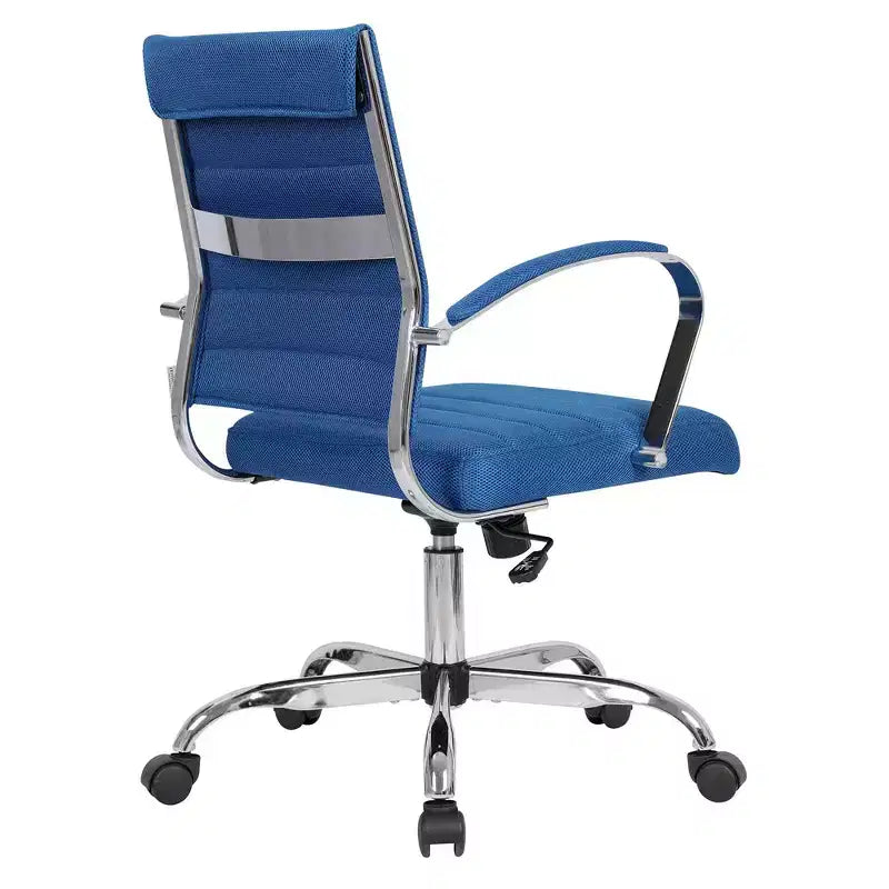 Chaise de bureau LeisureMod Benmar - Chaise d'ordinateur à dossier mi-haut en maille rembourrée avec réglage pivotant et inclinable, siège de bureau ergonomique pour bureau à domicile