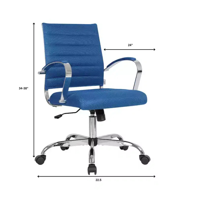 Chaise de bureau LeisureMod Benmar - Chaise d'ordinateur à dossier mi-haut en maille rembourrée avec réglage pivotant et inclinable, siège de bureau ergonomique pour bureau à domicile