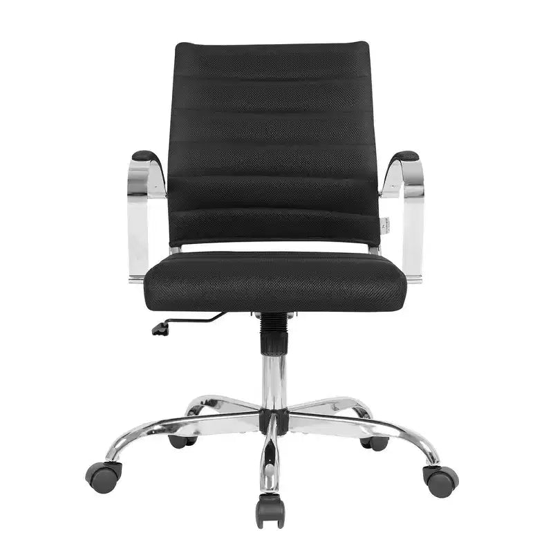 Chaise de bureau LeisureMod Benmar - Chaise d'ordinateur à dossier mi-haut en maille rembourrée avec réglage pivotant et inclinable, siège de bureau ergonomique pour bureau à domicile