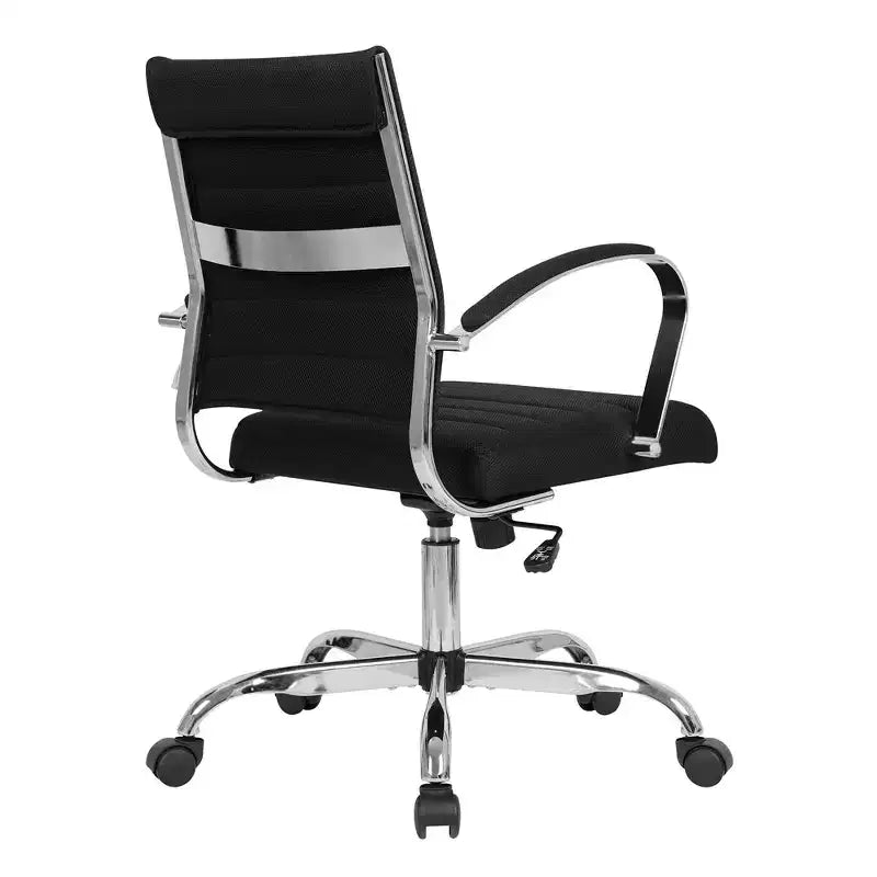 Chaise de bureau LeisureMod Benmar - Chaise d'ordinateur à dossier mi-haut en maille rembourrée avec réglage pivotant et inclinable, siège de bureau ergonomique pour bureau à domicile