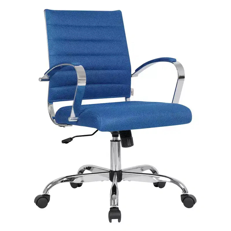 Chaise de bureau LeisureMod Benmar - Chaise d'ordinateur à dossier mi-haut en maille rembourrée avec réglage pivotant et inclinable, siège de bureau ergonomique pour bureau à domicile