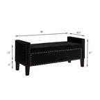Banc de rangement en velours de 48 L, banc de rangement capitonné en velours avec boutons et clous, banc rectangulaire en velours pour lit.