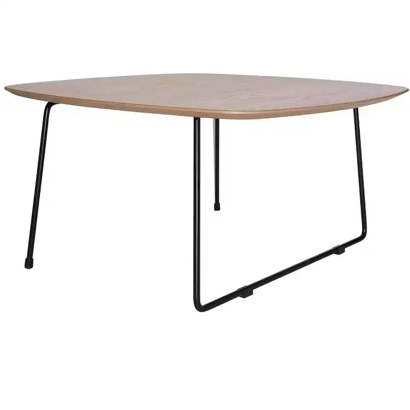 Table basse carrée LeisureMod Pembroke Mid-Century Modern avec plateau en bois et cadre en fer thermolaqué, Bois naturel