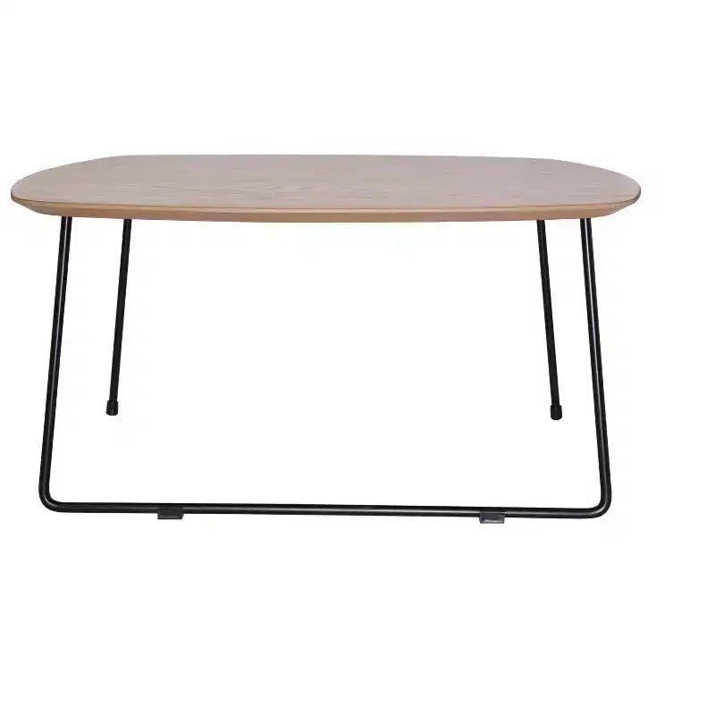 Table basse carrée LeisureMod Pembroke Mid-Century Modern avec plateau en bois et cadre en fer thermolaqué, Bois naturel