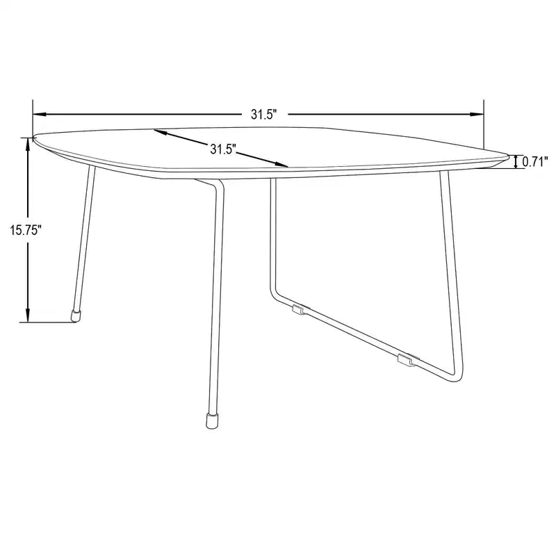 Table basse carrée LeisureMod Pembroke Mid-Century Modern avec plateau en bois et cadre en fer thermolaqué, Bois naturel
