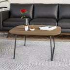 Table basse carrée LeisureMod Pembroke Mid-Century Modern avec plateau en bois et cadre en fer thermolaqué, Bois naturel