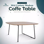 Table basse carrée LeisureMod Pembroke Mid-Century Modern avec plateau en bois et cadre en fer thermolaqué, Bois naturel
