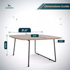 Table basse carrée LeisureMod Pembroke Mid-Century Modern avec plateau en bois et cadre en fer thermolaqué, Bois naturel