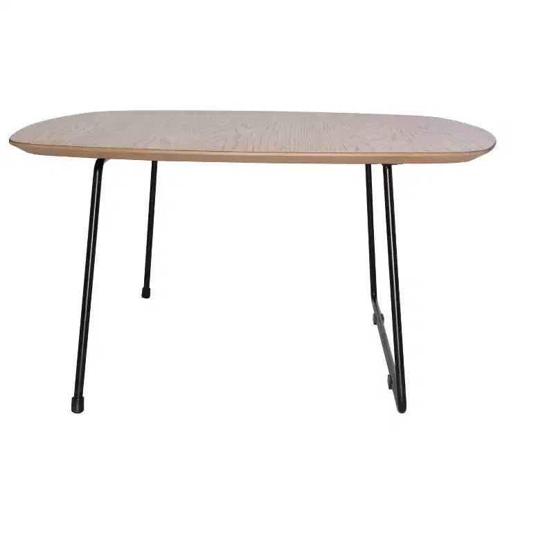 Table basse carrée LeisureMod Pembroke Mid-Century Modern avec plateau en bois et cadre en fer thermolaqué, Bois naturel