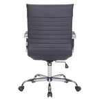 Fauteuil de bureau LeisureMod Harris - Cuir côtelé avec structure en métal chromé - Chaise de bureau moderne pivotante et inclinable