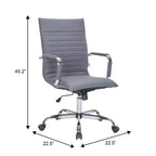 Fauteuil de bureau LeisureMod Harris - Cuir côtelé avec structure en métal chromé - Chaise de bureau moderne pivotante et inclinable