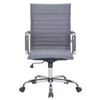 Fauteuil de bureau LeisureMod Harris - Cuir côtelé avec structure en métal chromé - Chaise de bureau moderne pivotante et inclinable