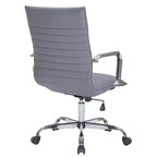 Fauteuil de bureau LeisureMod Harris - Cuir côtelé avec structure en métal chromé - Chaise de bureau moderne pivotante et inclinable
