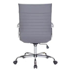 Fauteuil de bureau LeisureMod Harris - Cuir côtelé avec structure en métal chromé - Chaise de bureau moderne pivotante et inclinable