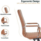 Fauteuil de bureau LeisureMod Harris - Cuir côtelé avec structure en métal chromé - Chaise de bureau moderne pivotante et inclinable