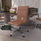 Fauteuil de bureau LeisureMod Harris - Cuir côtelé avec structure en métal chromé - Chaise de bureau moderne pivotante et inclinable