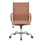 Fauteuil de bureau LeisureMod Harris - Cuir côtelé avec structure en métal chromé - Chaise de bureau moderne pivotante et inclinable