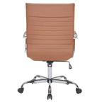Fauteuil de bureau LeisureMod Harris - Cuir côtelé avec structure en métal chromé - Chaise de bureau moderne pivotante et inclinable