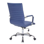 Fauteuil de bureau LeisureMod Harris - Cuir côtelé avec structure en métal chromé - Chaise de bureau moderne pivotante et inclinable