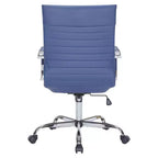 Fauteuil de bureau LeisureMod Harris - Cuir côtelé avec structure en métal chromé - Chaise de bureau moderne pivotante et inclinable