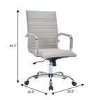 Fauteuil de bureau LeisureMod Harris - Cuir côtelé avec structure en métal chromé - Chaise de bureau moderne pivotante et inclinable
