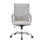 Fauteuil de bureau LeisureMod Harris - Cuir côtelé avec structure en métal chromé - Chaise de bureau moderne pivotante et inclinable