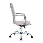 Fauteuil de bureau LeisureMod Harris - Cuir côtelé avec structure en métal chromé - Chaise de bureau moderne pivotante et inclinable