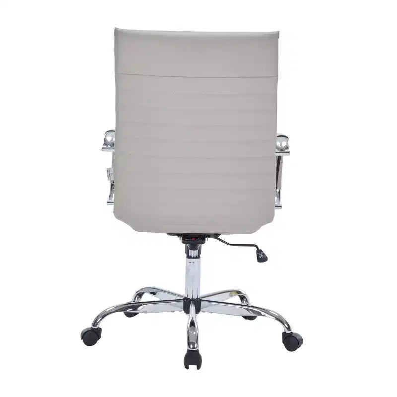 Fauteuil de bureau LeisureMod Harris - Cuir côtelé avec structure en métal chromé - Chaise de bureau moderne pivotante et inclinable