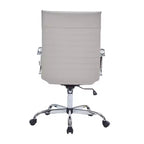 Fauteuil de bureau LeisureMod Harris - Cuir côtelé avec structure en métal chromé - Chaise de bureau moderne pivotante et inclinable