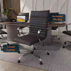 Fauteuil de bureau LeisureMod Harris - Cuir côtelé avec structure en métal chromé - Chaise de bureau moderne pivotante et inclinable
