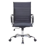 Fauteuil de bureau LeisureMod Harris - Cuir côtelé avec structure en métal chromé - Chaise de bureau moderne pivotante et inclinable
