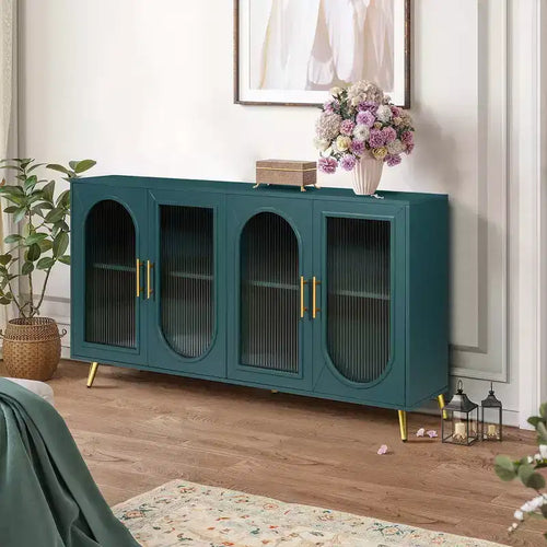 Accent Storage Cabinet with 2 Doors, Wooden Sideboard Buffet Cabinet, Media Console Table With Metal Legs for Kitchen Living Room Entryway