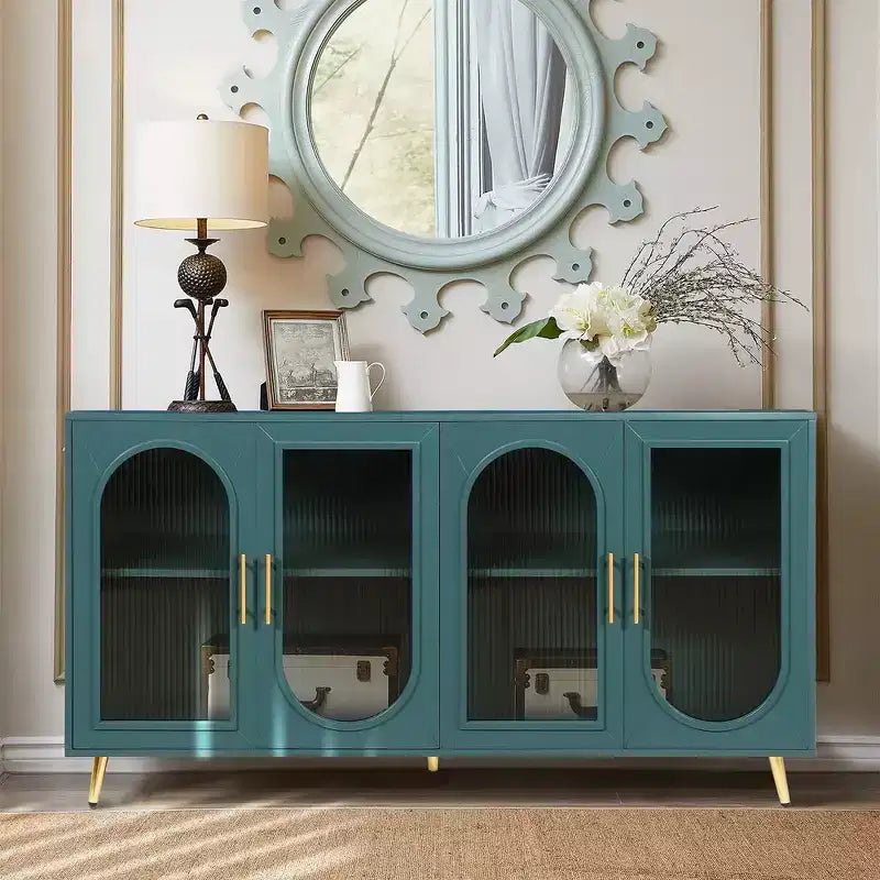 Meuble de rangement d'appoint à 2 portes, buffet en bois, meuble console média avec pieds en métal pour la cuisine, le salon ou l'entrée