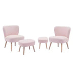 WestinTrends 4 Piece Upholstered Boucle Accent Chair and Ottoman Sets, Dusty Peach