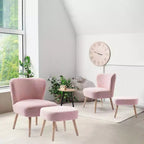 WestinTrends Ensembles 4 pièces fauteuil d'appoint et ottoman rembourrés en bouclette, Pêche Poussièreuse