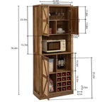 Meuble de rangement en bois imitation rotin de 194 cm de haut, buffet de cuisine avec compartiments carrés, portes et étagères, 4Q -ModernLuxe