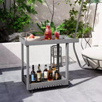 Chariot de service utilitaire Garvee avec roues, capacité de 227 kg, chariot de rangement robuste à bac, organiseur de rangement mobile polyvalent à 2 niveaux, gris