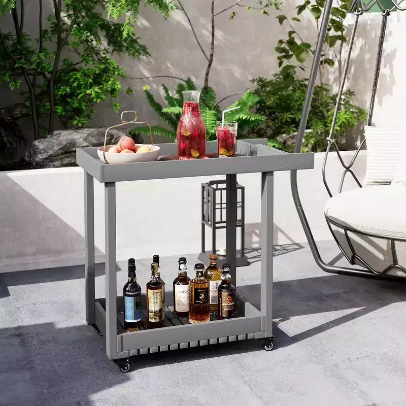 Chariot de service utilitaire Garvee avec roues, capacité de 227 kg, chariot de rangement robuste à bac, organiseur de rangement mobile polyvalent à 2 niveaux, gris