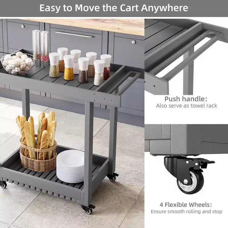 Chariot de service utilitaire Garvee avec roues, capacité de 227 kg, chariot de rangement robuste à bac, organiseur de rangement mobile polyvalent à 2 niveaux, gris