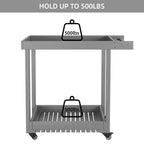 Chariot de service utilitaire Garvee avec roues, capacité de 227 kg, chariot de rangement robuste à bac, organiseur de rangement mobile polyvalent à 2 niveaux, gris
