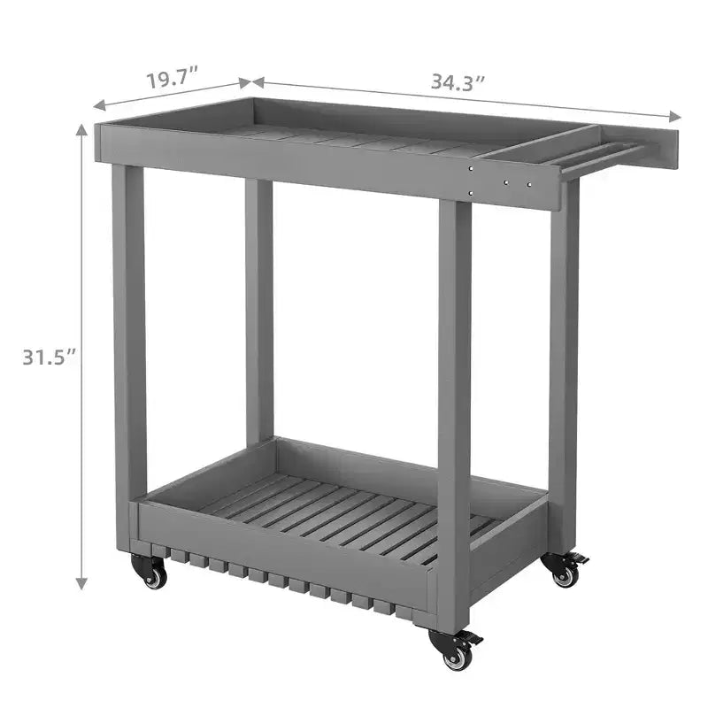 Chariot de service utilitaire Garvee avec roues, capacité de 227 kg, chariot de rangement robuste à bac, organiseur de rangement mobile polyvalent à 2 niveaux, gris