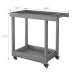 Chariot de service utilitaire Garvee avec roues, capacité de 227 kg, chariot de rangement robuste à bac, organiseur de rangement mobile polyvalent à 2 niveaux, gris