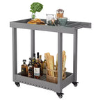 Chariot de service utilitaire Garvee avec roues, capacité de 227 kg, chariot de rangement robuste à bac, organiseur de rangement mobile polyvalent à 2 niveaux, gris
