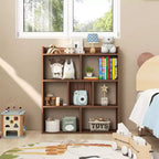 Costway Lot de 1/2 bibliothèques à 7 casiers, étagère de rangement ouverte avec kits anti-basculement pour salon Noyer