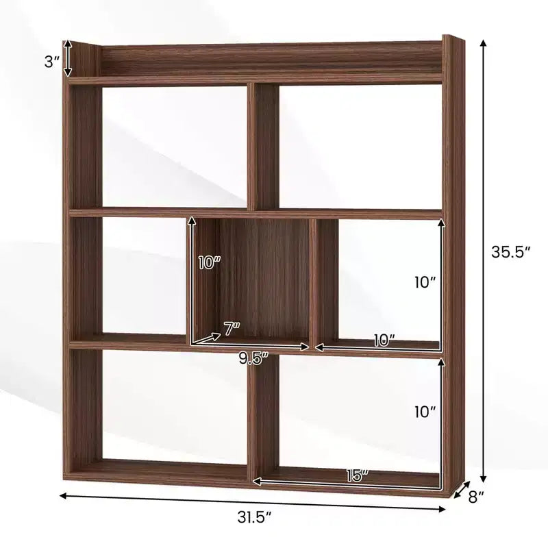 Costway Lot de 1/2 bibliothèques à 7 casiers, étagère de rangement ouverte avec kits anti-basculement pour salon Noyer