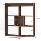 Costway Lot de 1/2 bibliothèques à 7 casiers, étagère de rangement ouverte avec kits anti-basculement pour salon Noyer