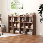 Costway Lot de 1/2 bibliothèques à 7 casiers, étagère de rangement ouverte avec kits anti-basculement pour salon Noyer