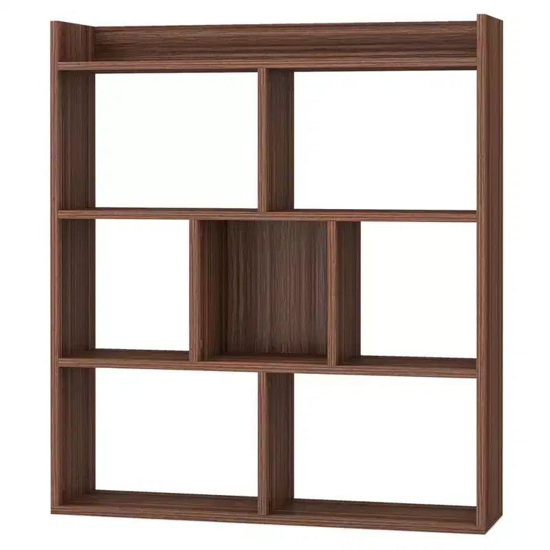 Costway Lot de 1/2 bibliothèques à 7 casiers, étagère de rangement ouverte avec kits anti-basculement pour salon Noyer
