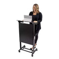 Stand Up Desk Store Mobile Adjustable Height Rolling Lectern Podium with Heavy Duty Steel Frame