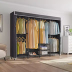 Portant à vêtements très résistant VIPEK V40C Plus avec housse, grande armoire-penderie noire avec housse en tissu polyester, charge maximale 590 kg